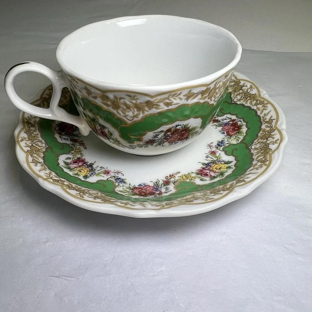 Andrea By Sedak 1996 Inspired By 18th Century‎ Sevres Green Porcelain Cup Saucer